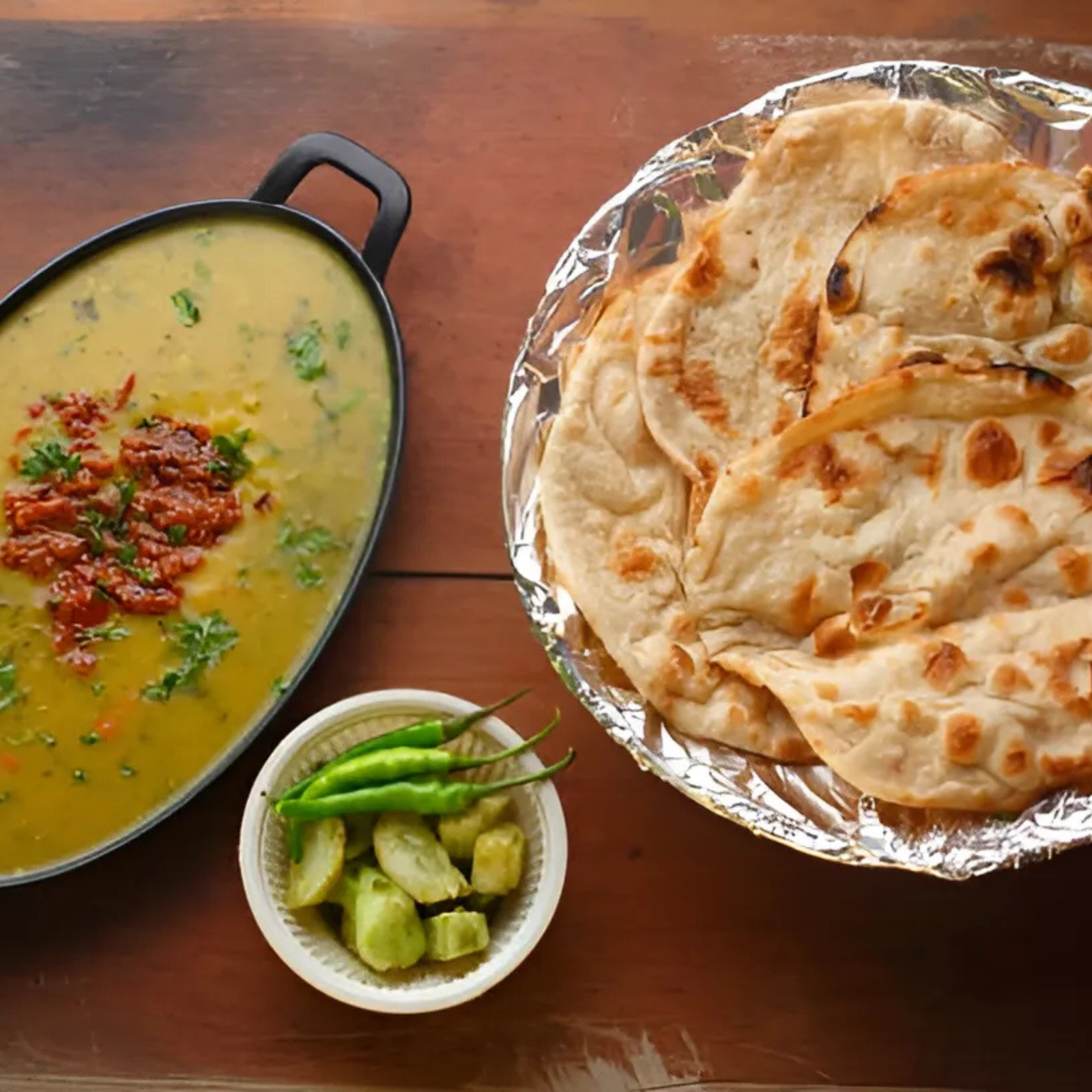 dal fry with butter roti