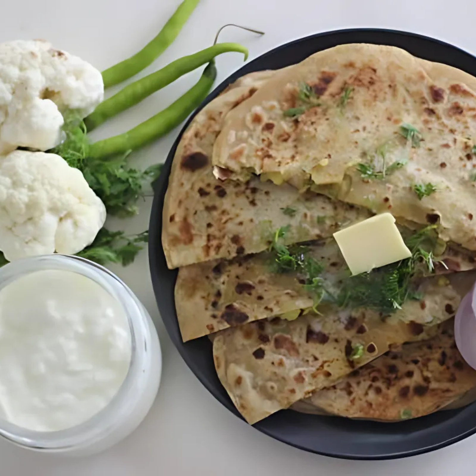 Gobhi Paratha with Curd