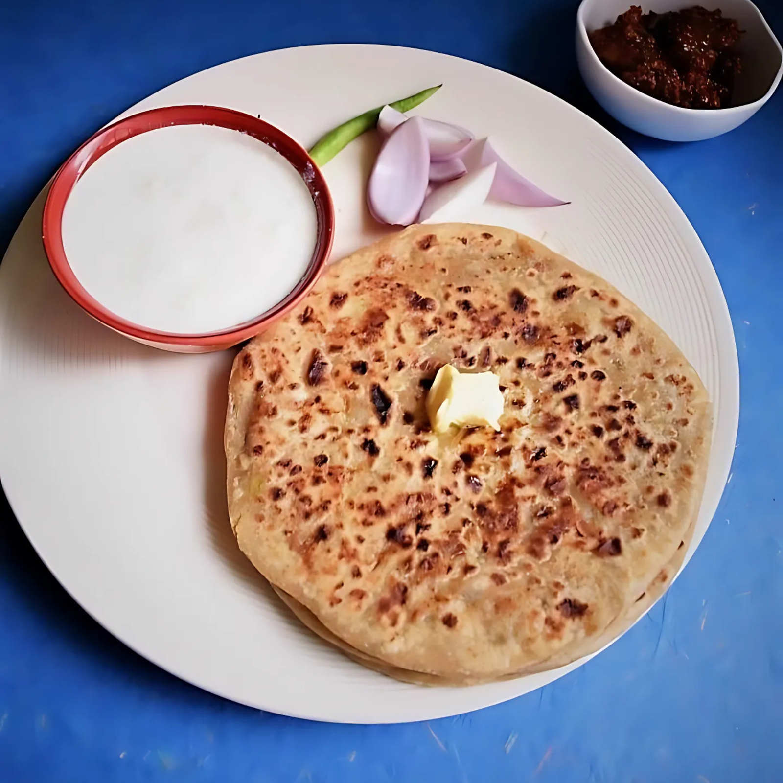 Onion Paratha with Curd